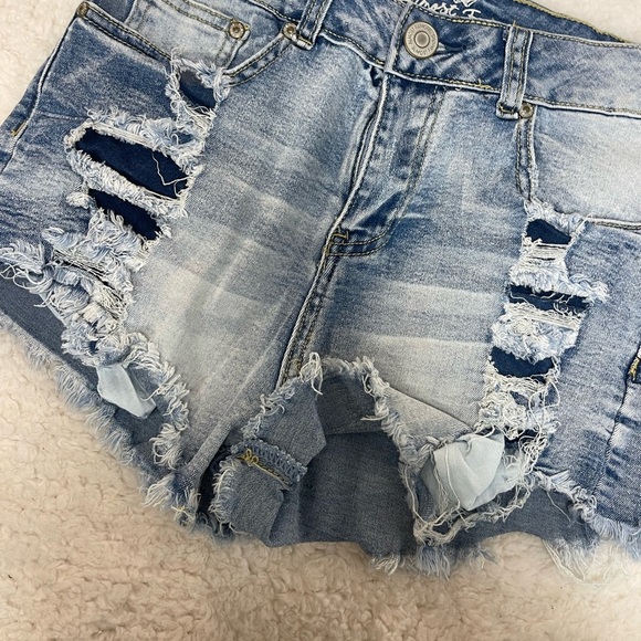 Almost Famous High Rise Distressed Cut Offs - Picture 2 of 6